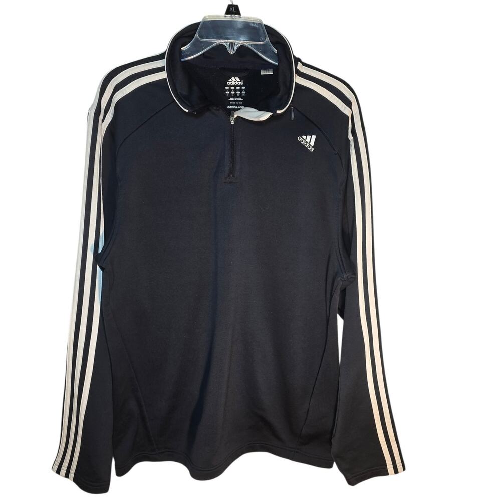 Vintage Adidas 1/4 Zip Pullover 3 Stripe Navy White Track Jacket Warm Up Size L